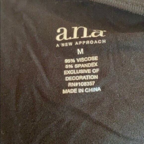ANA Tee Shirt Top Womens Medium Black Studded Viscose Stretch casual NWT - Picture 8 of 8